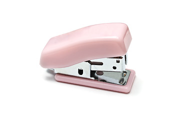 Image showing Pink mini stapler isolated on white