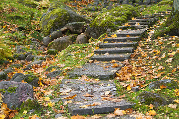 Image showing Stone ladder in autumn park Kadriorg, Tallinn