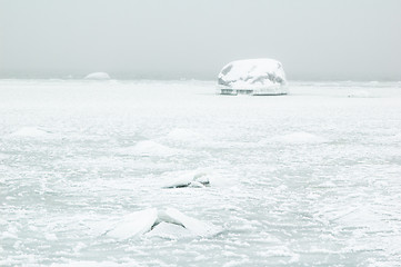 Image showing Winter. The stones which have frozen and covered with ice on sea