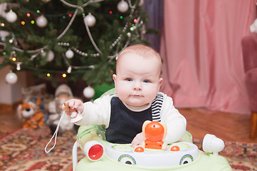 Image showing The kid at a New Year tree