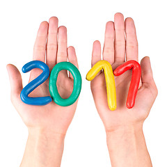 Image showing Hands with plasticine figures