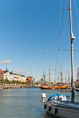 Image showing Helsinki. Boats and yachts at a mooring