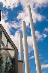 Image showing Industrial pipes against the sky