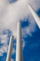 Image showing Industrial pipes against the sky