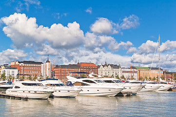 Image showing Helsinki. Boats and yachts at a mooring