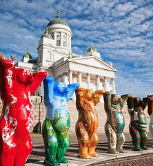 Image showing HELSINKI, FINLAND - SEPTEMBER 27: United Buddy Bears exhibition visiting on Senate Square with their 20th exhibition from 1 September to 26 October 2010 on September 27, 2010 in Helsinki, Finland 