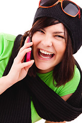 Image showing Girl talking by cell phone