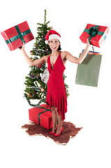 Image showing Happy woman with Christmas presents