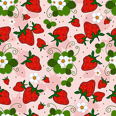 Image showing Pink repeating pattern with a strawberry