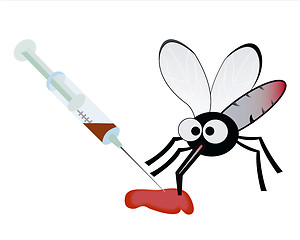 Image showing Syringe with blood and midge drinker blood