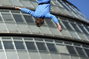 Image showing Bungee Jumper At The Rat Race Urban Adventure Event In The City Of London 25th September 2010