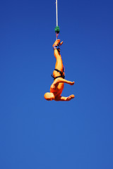 Image showing Orange Bungee Jumper At The Rat Race Urban Adventure Event In The City Of London 25th September 2010