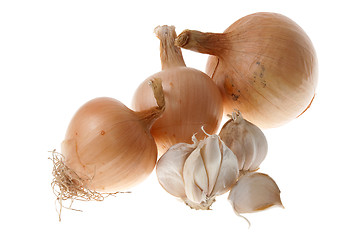 Image showing Ripe onions and garlic