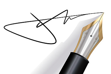 Image showing Signing with a fountain pen