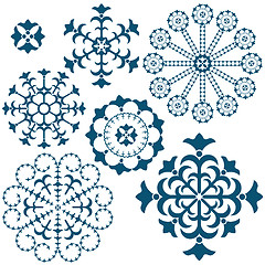 Image showing Set blue vintage snowflakes