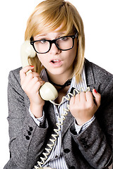 Image showing young businesswoman with phone
