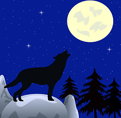 Image showing Wolf wails on moon