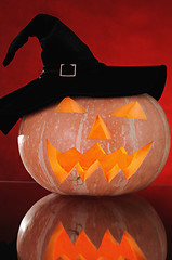 Image showing  pumpkin in hat