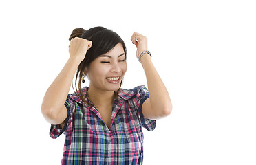 Image showing happy woman celebrating her success