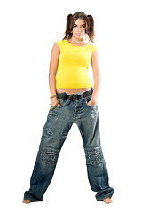 Image showing rapper girl in wide jeans