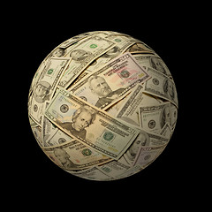 Image showing Sphere of American banknotes against black