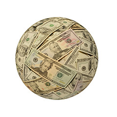 Image showing Sphere of American Banknotes against White