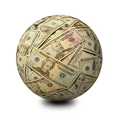 Image showing Sphere of American Banknotes on a White Surface