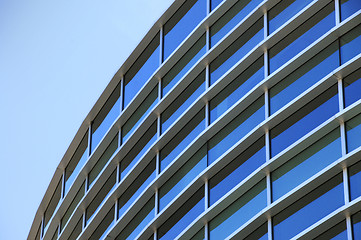 Image showing Curved exterior windows of a modern commercial office building