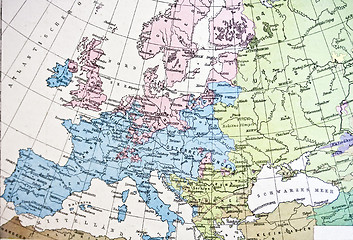 Image showing Ancient map or Europe. Handmade in 1881