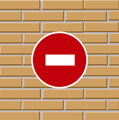 Image showing Prohibiting traffic sign on brick wall