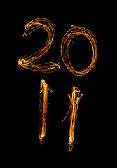 Image showing Year 2011 in sparklers on two lines