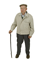 Image showing Senior with walking stick