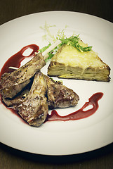 Image showing Fried meat  on white plate  