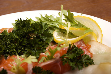 Image showing Appetizer made of meat and fish    