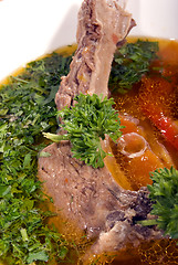 Image showing appetizing hot soup in a soup-plate 