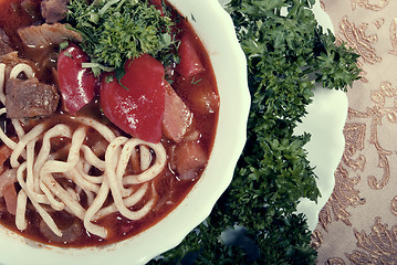 Image showing Hot appetizing soup      