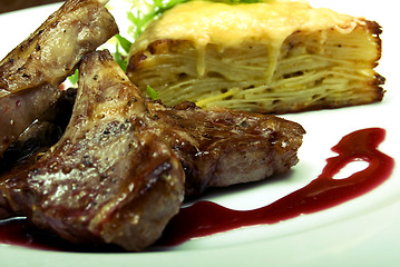 Image showing Fried meat  on white plate