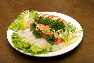 Image showing Appetizer made of meat and fish   