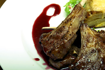 Image showing Fried meat  on white plate  