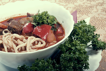 Image showing Hot appetizing soup   