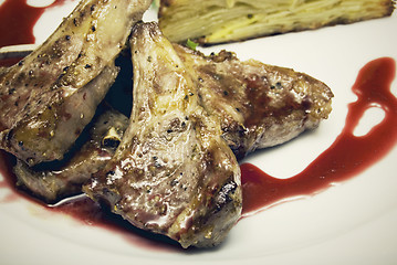 Image showing Fried meat  on white plate  