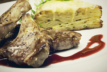 Image showing Fried meat  on white plate  