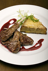 Image showing Fried meat  on white plate  