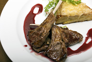 Image showing Fried meat  on white plate  