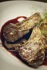 Image showing Fried meat  on white plate  