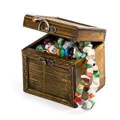 Image showing wooden box with fashion beads