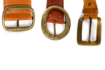 Image showing three brown leather belts