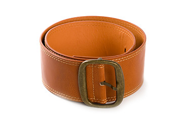 Image showing brown belt with bronze buckle