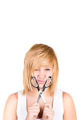 Image showing woman with scissors