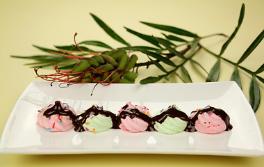 Image showing Line Of Mini Meringues